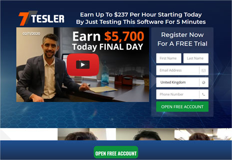 Tesler App Website Screenshot